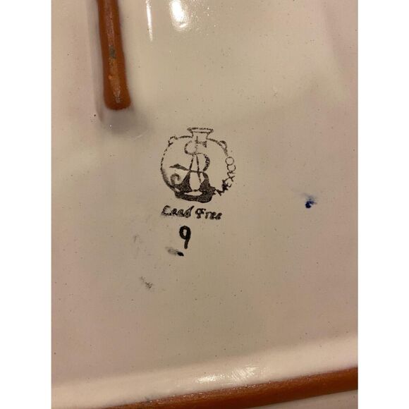 Vintage Talavera Large Hand Painted Serving Plate and 2 Small Corner Dishes Blue - Picture 12 of 12